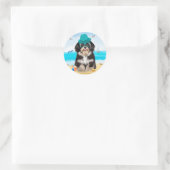 Havanese Dog op strand Ronde Sticker (Tas)
