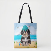 Havanese Dog op strand Tote Bag (Voorkant)