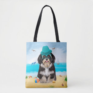 Havanese Dog op strand Tote Bag