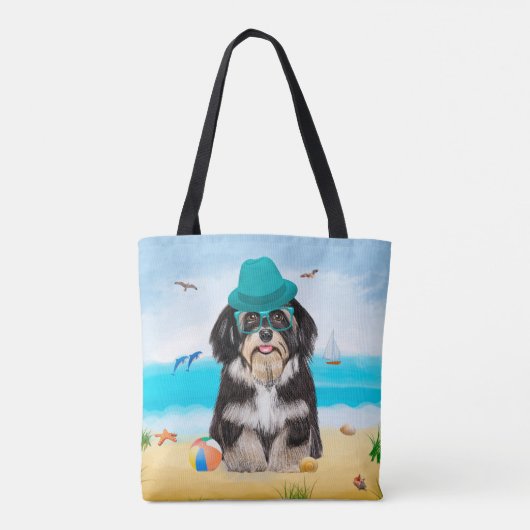 Havanese Dog op strand Tote Bag (Achterkant)