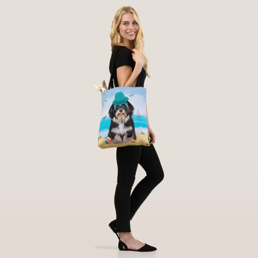 Havanese Dog op strand Tote Bag (Op model)