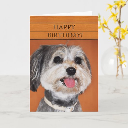 Havanese Dog Portrait Kaart (Gele Bloem)