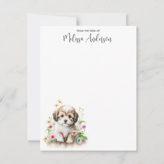 Havanese Dog Puppy Waterverf Cute Personalized Notitiekaartje (Voorkant)