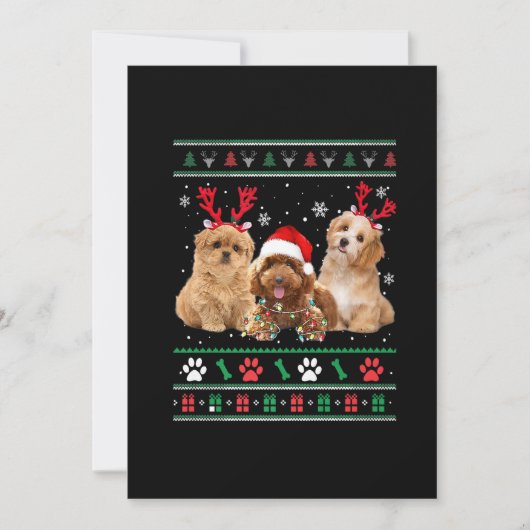 Havanese Dog Reindeer licht UGLY Kerstmis Pajama o Feestdagenkaart (Voorkant)
