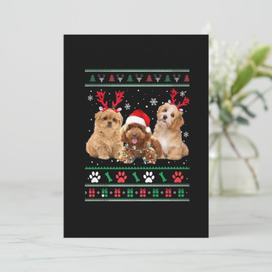 Havanese Dog Reindeer licht UGLY Kerstmis Pajama o Feestdagenkaart (Staand voorkant)
