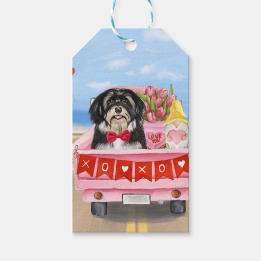 Havanese Dog Valentijnsdag Truck Cadeaulabel (Voorkant)