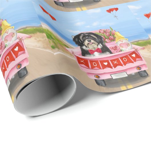 Havanese Dog Valentijnsdag Truck Cadeaupapier (Rol Hoek)