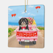 Havanese Dog Valentijnsdag Truck Keramisch Ornament (Links)