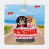 Havanese Dog Valentijnsdag Truck Keramisch Ornament (Achterkant)