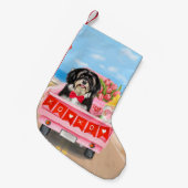 Havanese Dog Valentijnsdag Truck Kleine Kerstsok (Voorkant (Hangend))