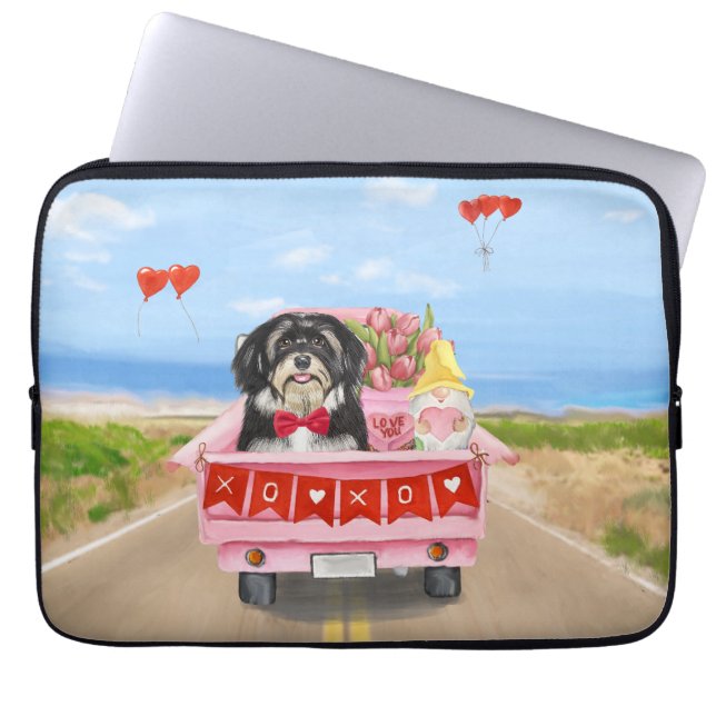 Havanese Dog Valentijnsdag Truck Laptop Sleeve (Voorkant)