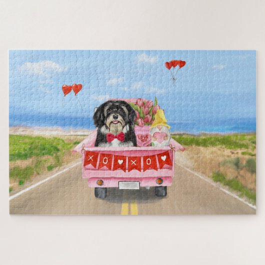 Havanese Dog Valentijnsdag Truck Legpuzzel (Horizontaal)