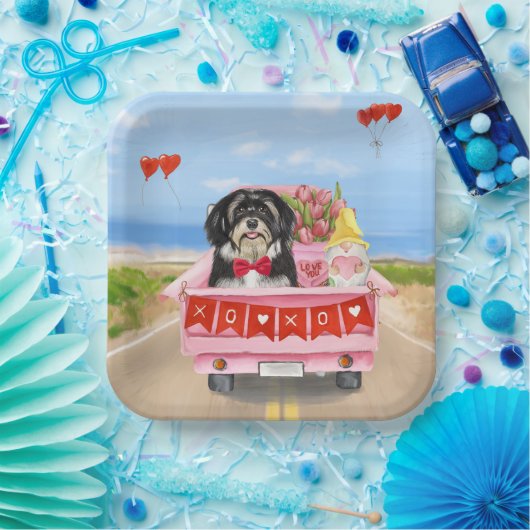 Havanese Dog Valentijnsdag Truck Papieren Bordje (Feest)