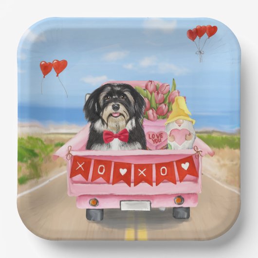 Havanese Dog Valentijnsdag Truck Papieren Bordje (Voorkant)