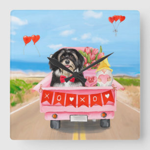 Havanese Dog Valentijnsdag Truck Vierkante Klok