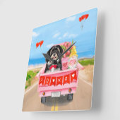 Havanese Dog Valentijnsdag Truck Vierkante Klok (Hoek)