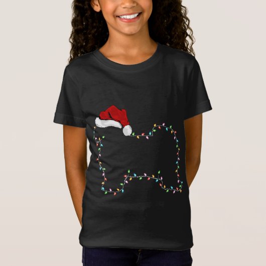 Havanese Dog Xmas met kerstverlichting kerstman me T-shirt (Voorkant)