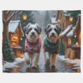 Havanese Dogs Christmas Snow Holiday Fleece Deken (Voorkant (Horizontaal))