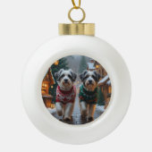 Havanese Dogs Christmas Snow Holiday  Keramische Bal Ornament (Voorkant)