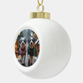 Havanese Dogs Christmas Snow Holiday  Keramische Bal Ornament (Rechts)