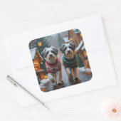 Havanese Dogs Christmas Snow Holiday  Vierkante Sticker (Envelop)