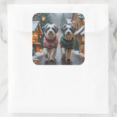 Havanese Dogs Christmas Snow Holiday  Vierkante Sticker (Tas)