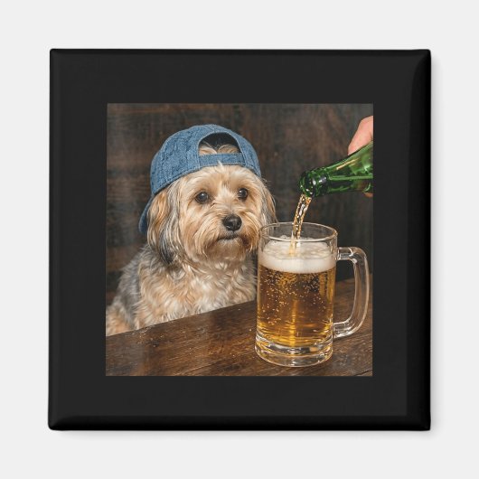 Havanese drinkt bier Funny Havanese hond Meme Magneet (Voorkant)