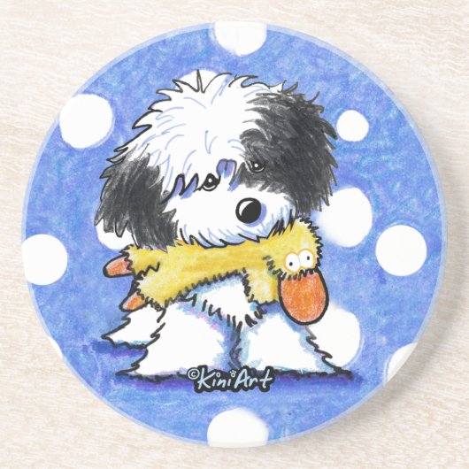 Havanese Duck Lover Zandsteen Onderzetter (Voorkant)
