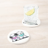 Havanese Duo Zandsteen Onderzetter (Zijkant)