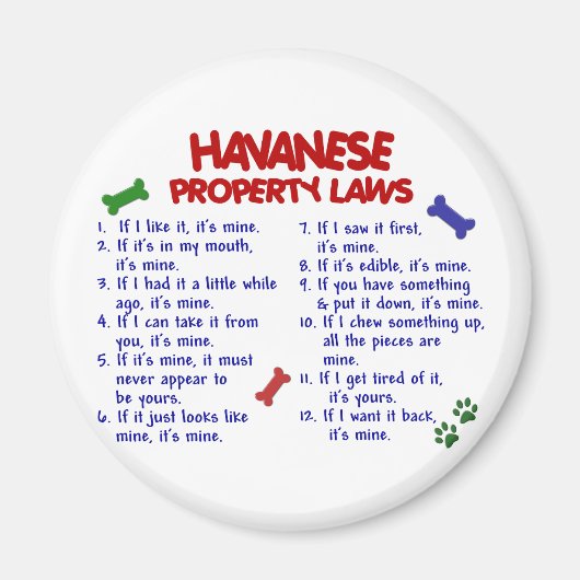 HAVANESE Eigendomwetten 2 Magneet (Voorkant)