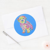 Havanese en Poodle kruising puppy zittend weer Ronde Sticker (Envelop)