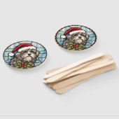 Havanese Gebrandschilderde Glas Kerstmis Handwaaier (Niet-gemonteerd)