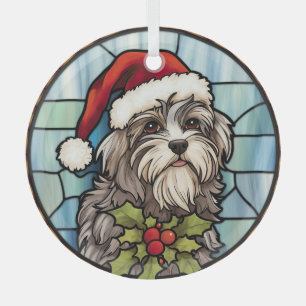Havanese Gebrandschilderde Glas Kerstmis Ornament