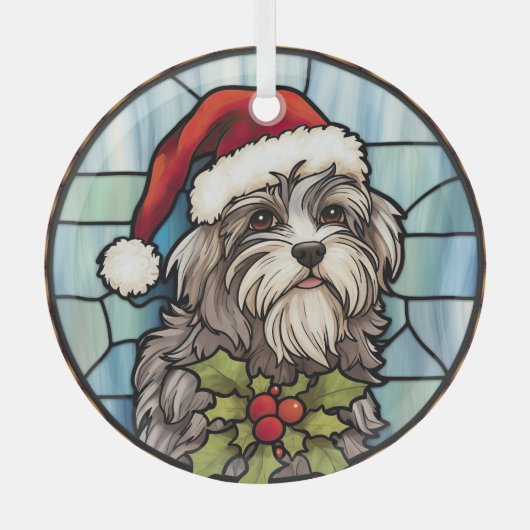 Havanese Gebrandschilderde Glas Kerstmis Ornament (Voorkant)