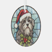 Havanese Gebrandschilderde Glas Kerstmis Ornament (Voorkant links)