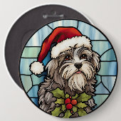 Havanese Gebrandschilderde Glas Kerstmis Ronde Button 6,0 Cm (Voorkant /achterkant)
