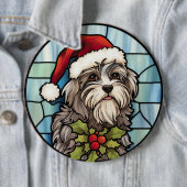 Havanese Gebrandschilderde Glas Kerstmis Ronde Button 6,0 Cm (In situ)