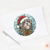 Havanese Gebrandschilderde Glas Kerstmis Ronde Sticker (Envelop)