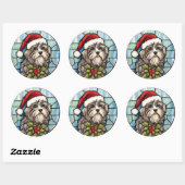 Havanese Gebrandschilderde Glas Kerstmis Ronde Sticker (Vel)