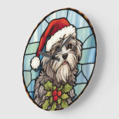 Havanese Gebrandschilderde Kerst  Grote Klok (Hoek)