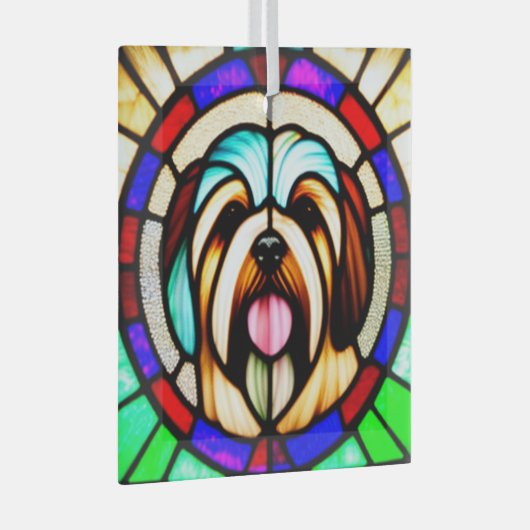 Havanese "Glas in lood" Glas Ornament (Voorkant Rechts)