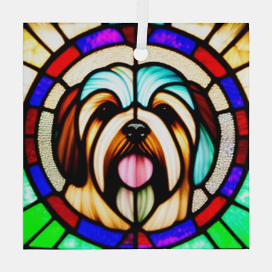 Havanese "Glas in lood" Glas Ornament (Achterkant)