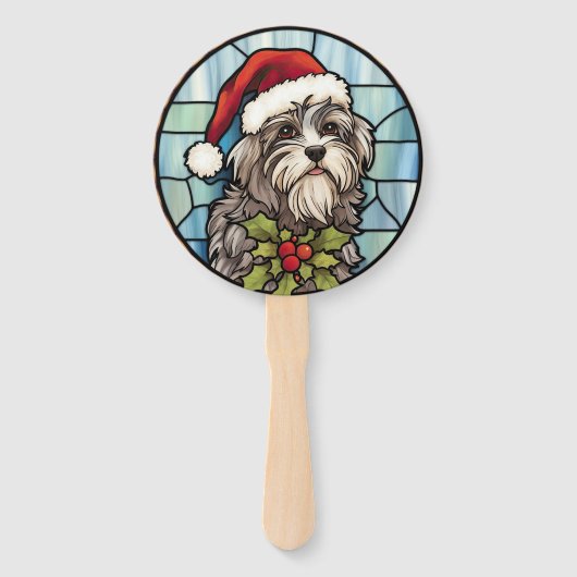 Havanese Glas in lood Kerst Handwaaier (Voorkant)
