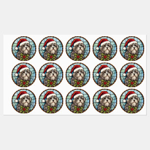 Havanese Glas in lood Kerst Labels