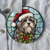 Havanese Glas in lood Kerst Ronde Button 6,0 Cm (In situ)