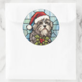 Havanese Glas in lood Kerst Ronde Sticker (Tas)