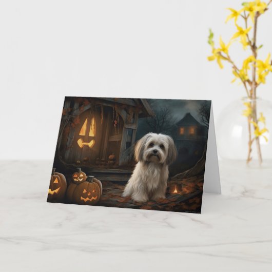 Havanese Halloween eng Kaart (Gele Bloem)