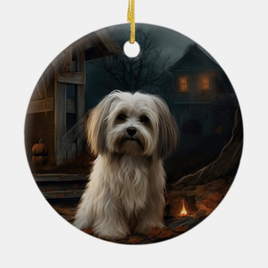 Havanese Halloween eng Keramisch Ornament (Achterkant)
