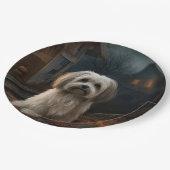 Havanese Halloween eng Papieren Bordje (Gekanteld)