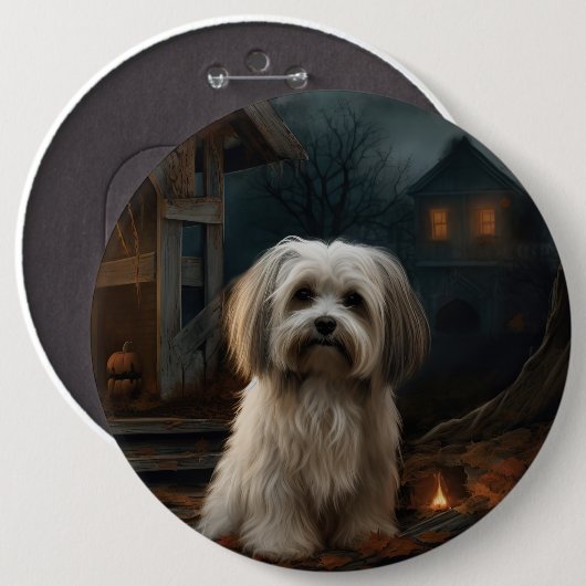Havanese Halloween eng Ronde Button 6,0 Cm (Voorkant /achterkant)